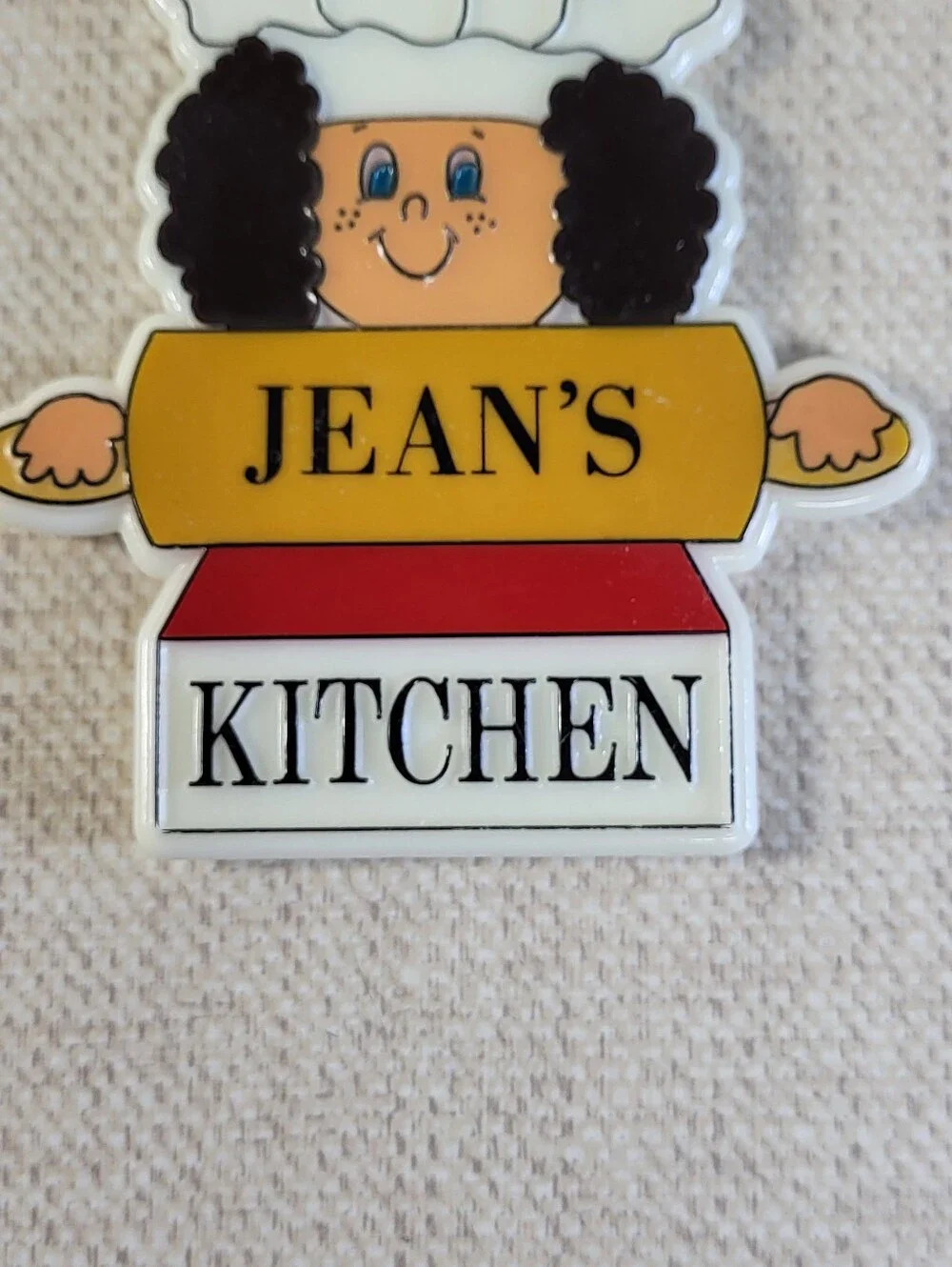 Vintage Jean's Kitchen Decorative Chef Magnet - White, Yellow, Red, Black